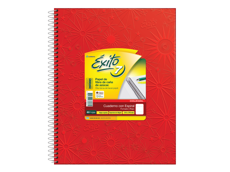 CUADERNO 21 X 27 EXITO COLEGIAL ARAÑA ROJO 60 HS RAYADO C/ESP-101984
