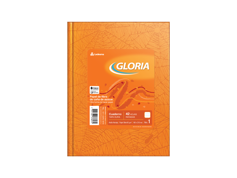 CUADERNO T/D 42 HS GLORIA ARAÑA NARANJA RAYADO 100930