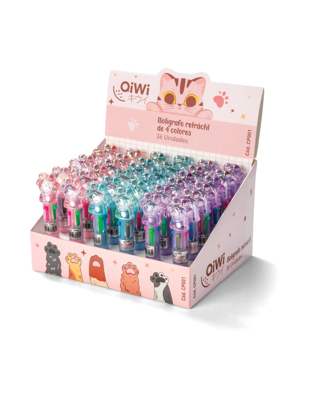 BOLIGRAFO MULTI 4 COLORES HUELLITAS QIWI - CP001