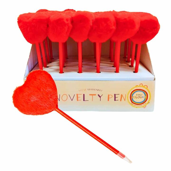 BOLIGRAFO C/POMPON CORAZON ROJO- 27219