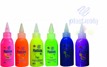 ADHESIVO VINILICO PLASTICOLA COLOR FLUO 40 GRS NARANJA