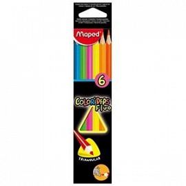 LAPICES DE COLORES MAPED COLOR PEPS FLUO TRIANGULAR X 6 832003