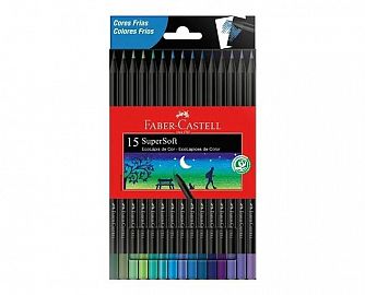 LAPICES DE COLORES FABER CASTELL ECO SUPER SOFT X 15 COL. FRIOS-210718
