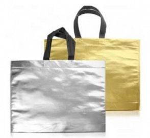 BOLSA TELA METALIZADO ORO/PLATA C/MANIJA 30 X 30 CM X 5 UN- 2A-42/43